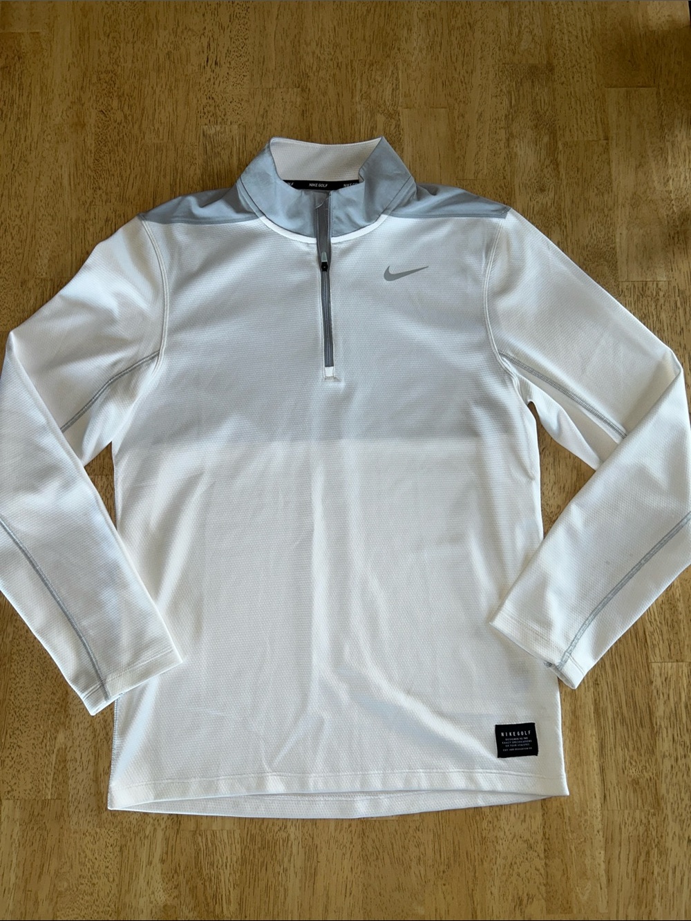Nike Golf White and Light Gray Quarter-Zip